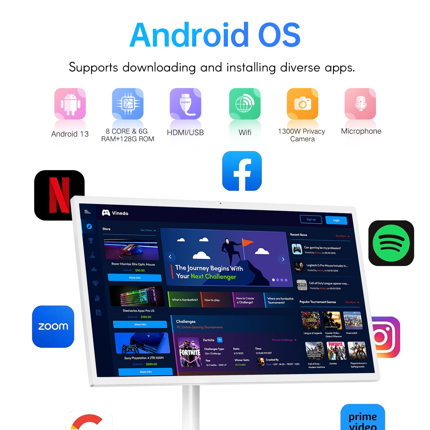 32'' Portable LCD Touch Screen Monitor