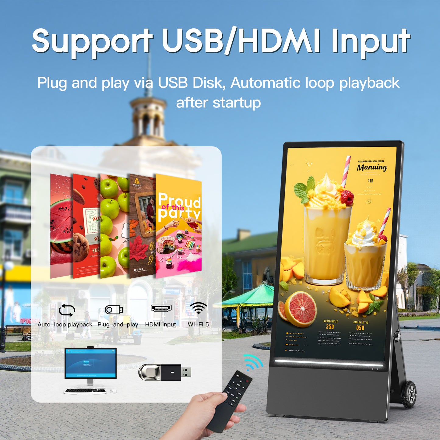 43'' Portable Outdoor Digital Signage Display