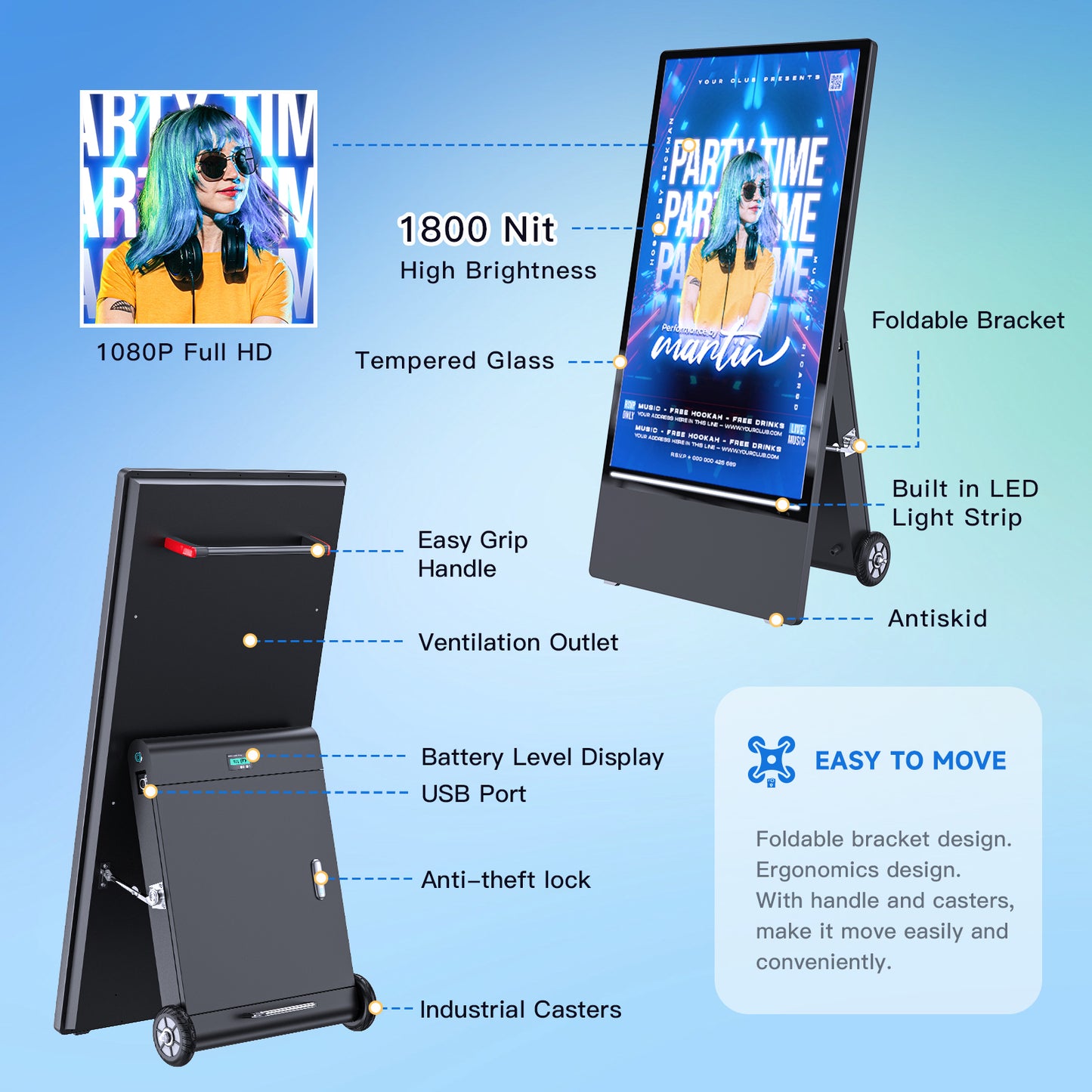 43'' Portable Outdoor Digital Signage Display
