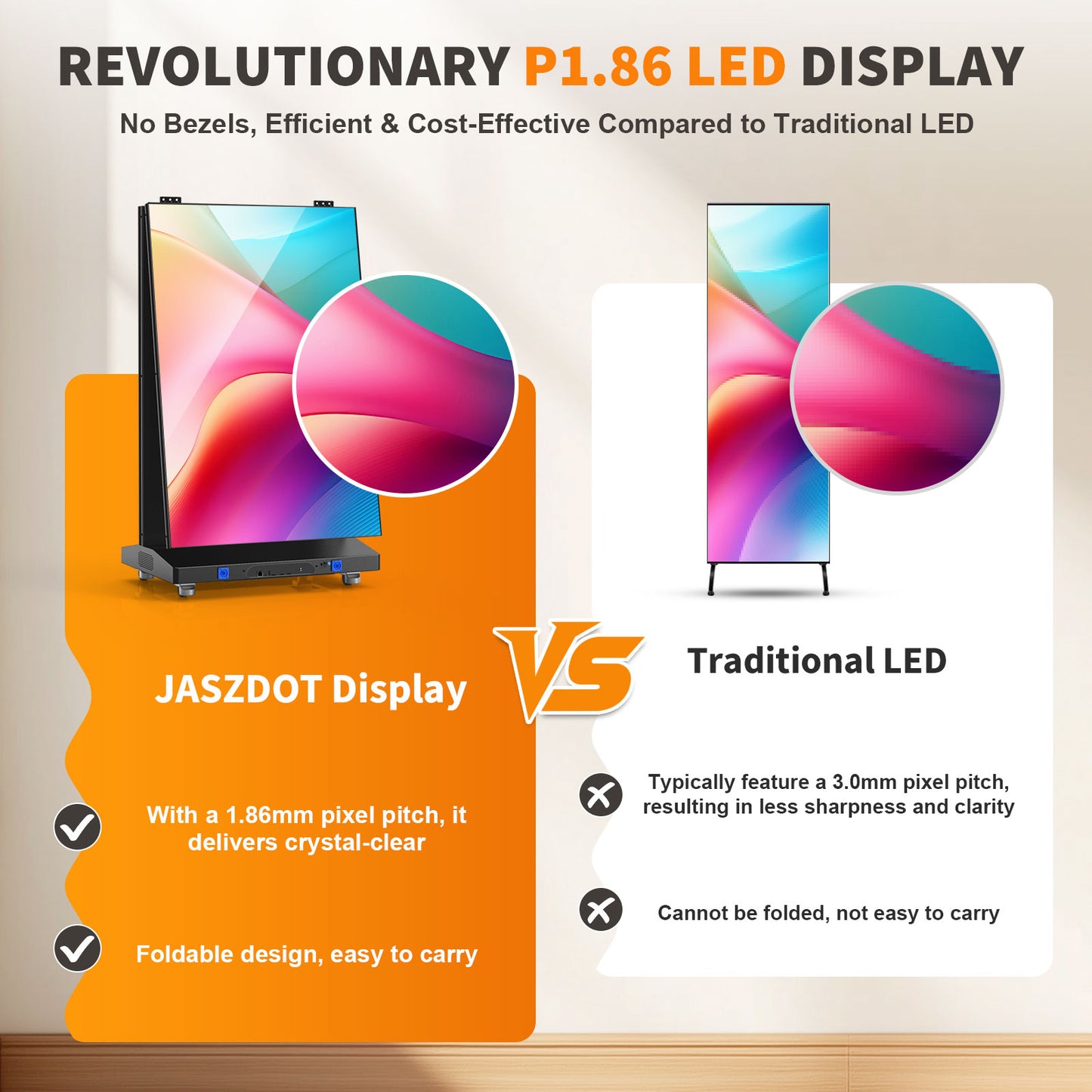 80" Seamless Splicing Foldable P1.86 LED Poster