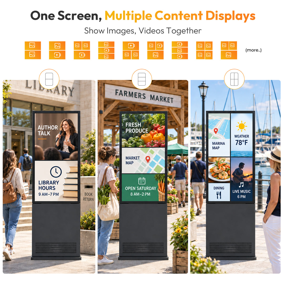 43 55 65" 3500 Nits IP66 Waterproof Dustproof Floor Standing Outdoor LCD Digital Signage Display