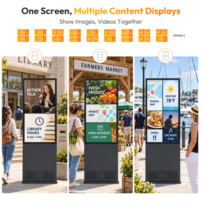 43 55 65" 3500 Nits IP66 Waterproof Dustproof Floor Standing Outdoor LCD Digital Signage Display