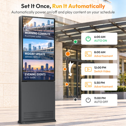 43 55 65" 3500 Nits IP66 Waterproof Dustproof Floor Standing Outdoor LCD Digital Signage Display