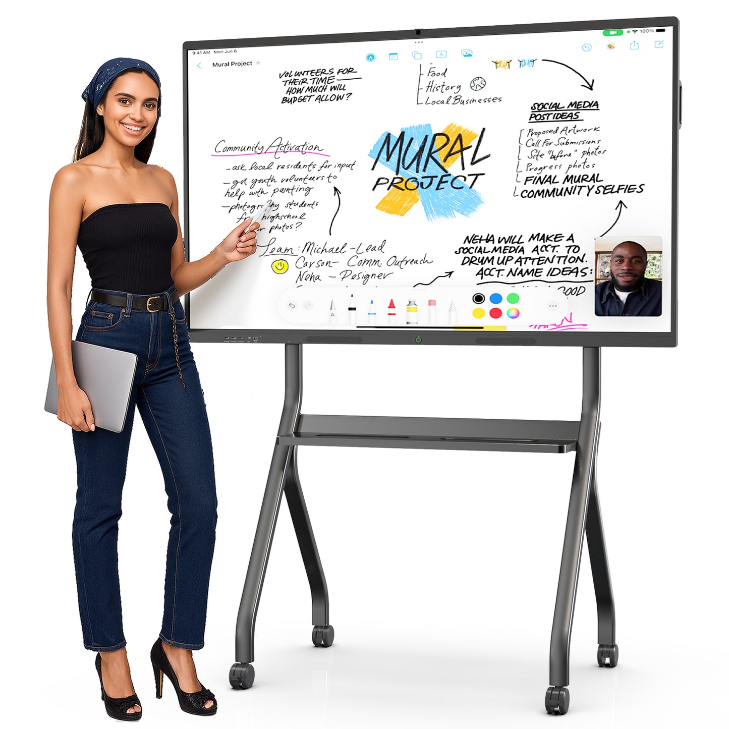 4K UHD All-in-one Smart Board for Classroom Home Office Studio (Wall Mount Included)
