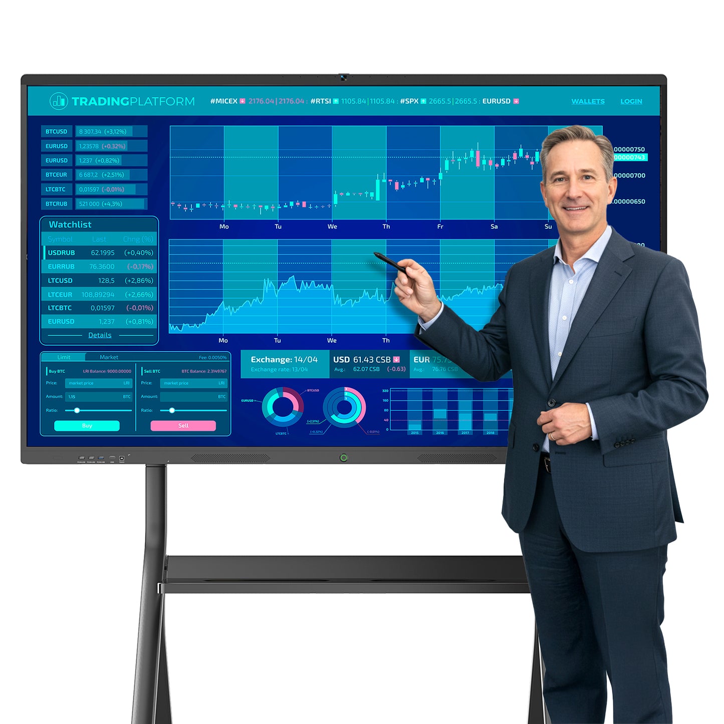 4K UHD All-in-one Smart Board for Classroom Home Office Studio (Wall Mount Included)