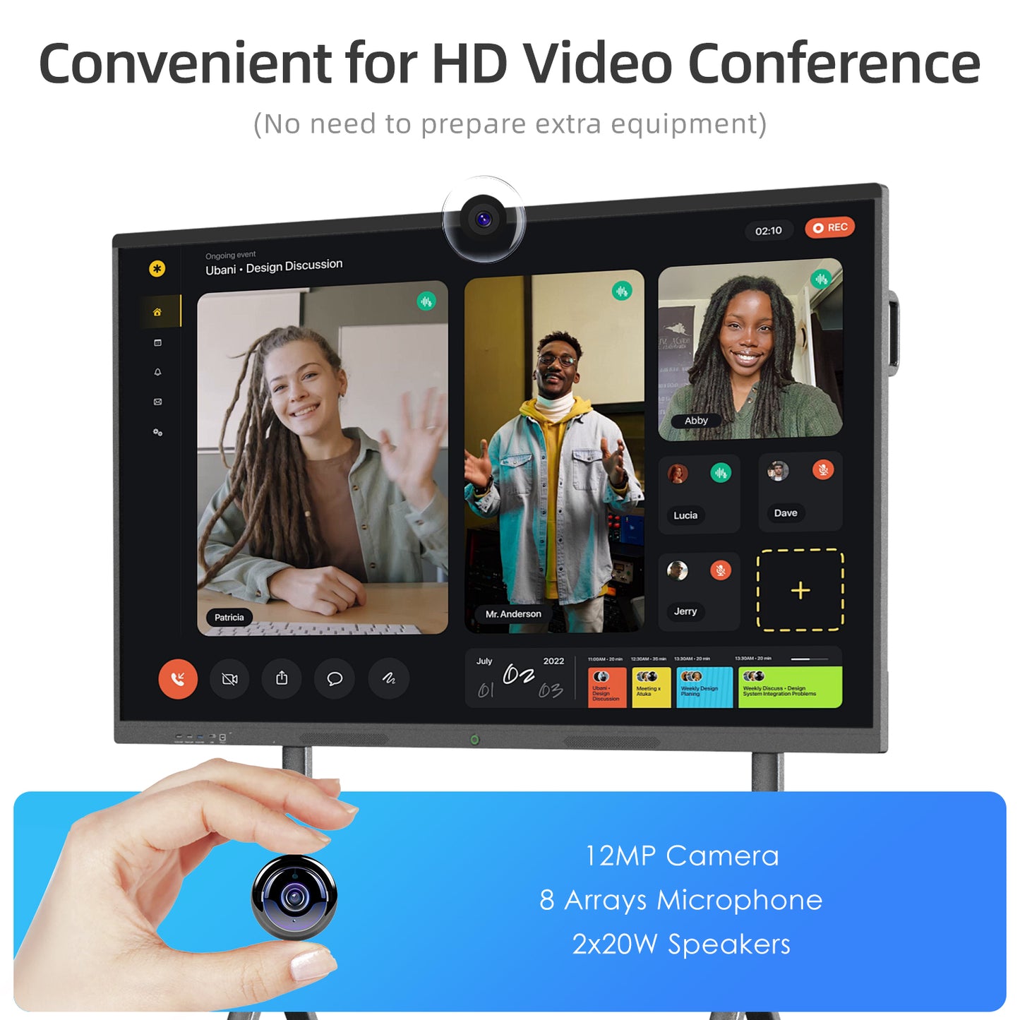 4K UHD All-in-one Smart Board for Classroom Home Office Studio (Wall Mount Included)