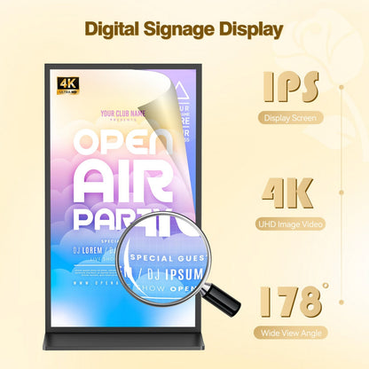 75 85" Full Screen Indoor LCD Floor Stand Digital Signage Display