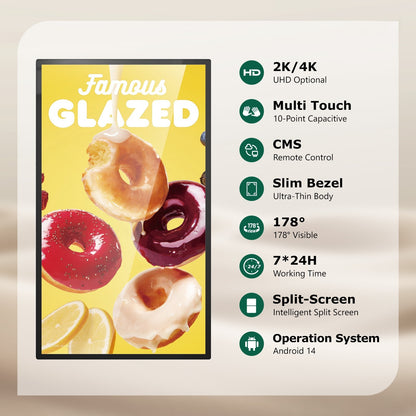 21.5 32 43" Touch Screen Digital Signage  (Wall Mount Included)