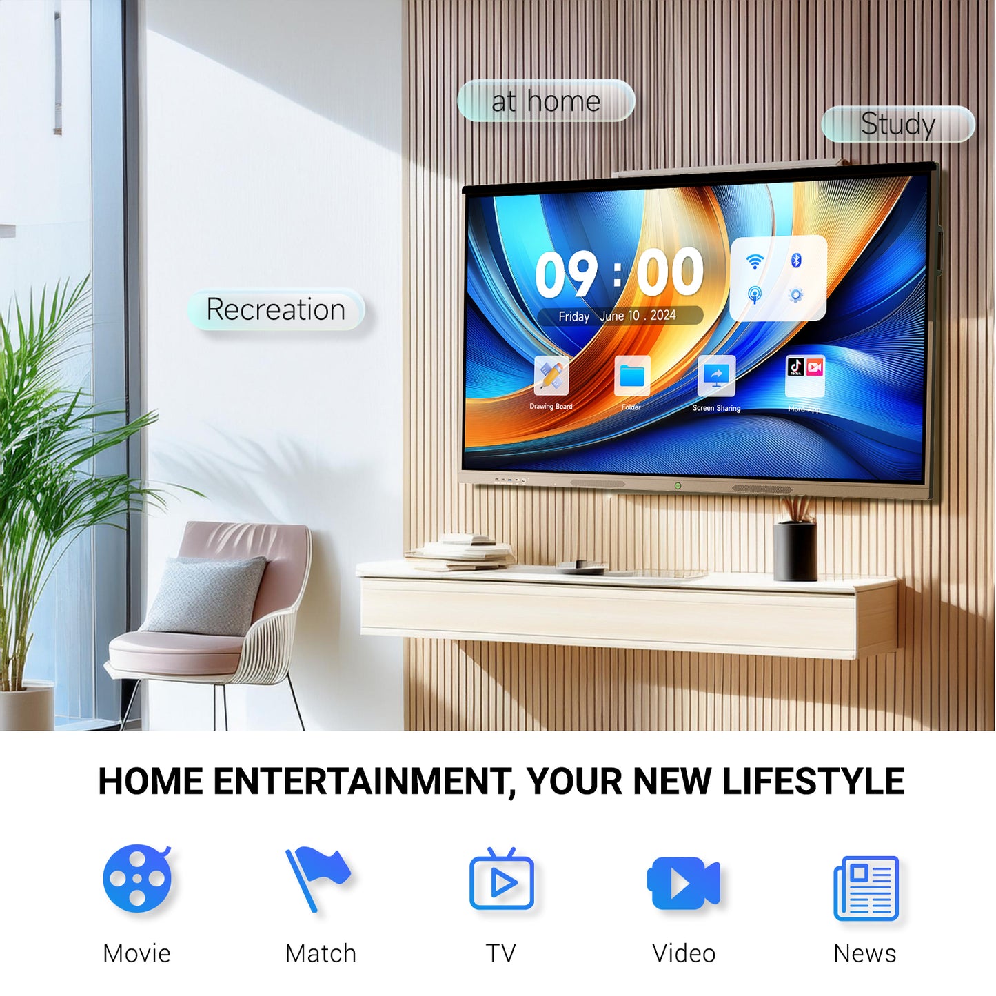 4K UHD All-in-one Smart Board for Classroom Home Office Studio (Wall Mount Included)