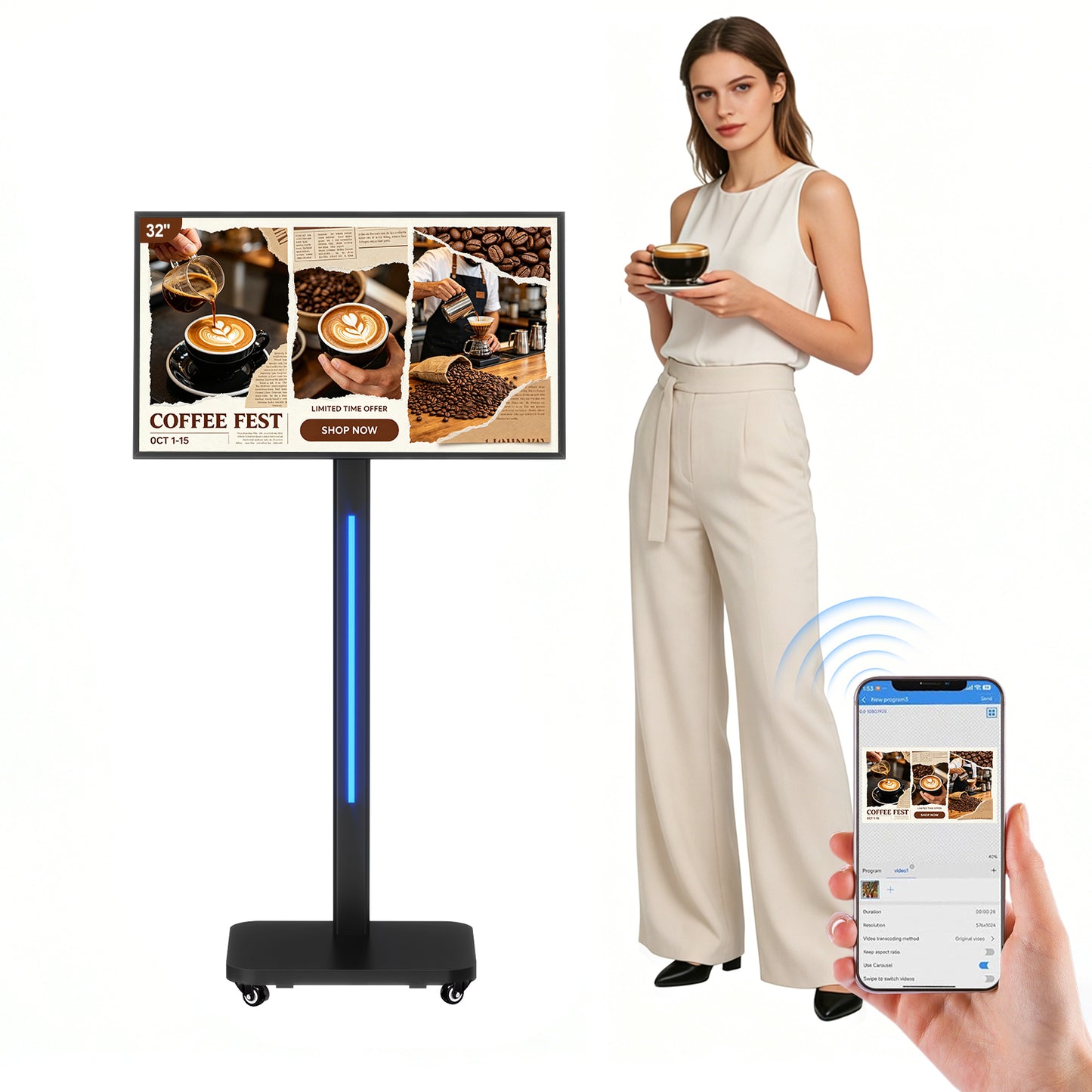32" Rotating LCD Digital Signage Display (Touch & Non-touch)