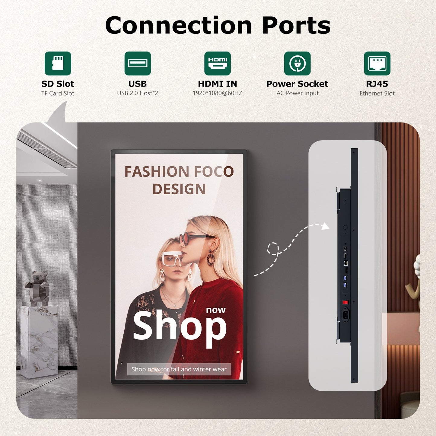 21.5 32 43" Touch Screen Digital Signage  (Wall Mount Included)