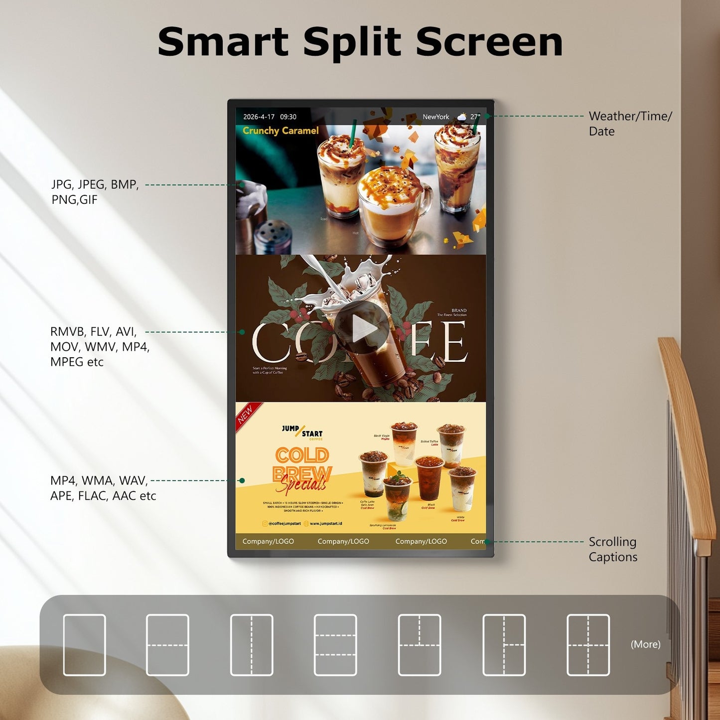 21.5 32 43" Touch Screen Digital Signage  (Wall Mount Included)