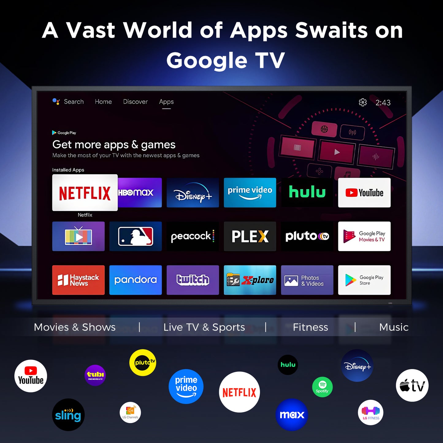 55 65" 2500 Nits 4K UHD IP55 Weatherproof Google Outdoor TV
