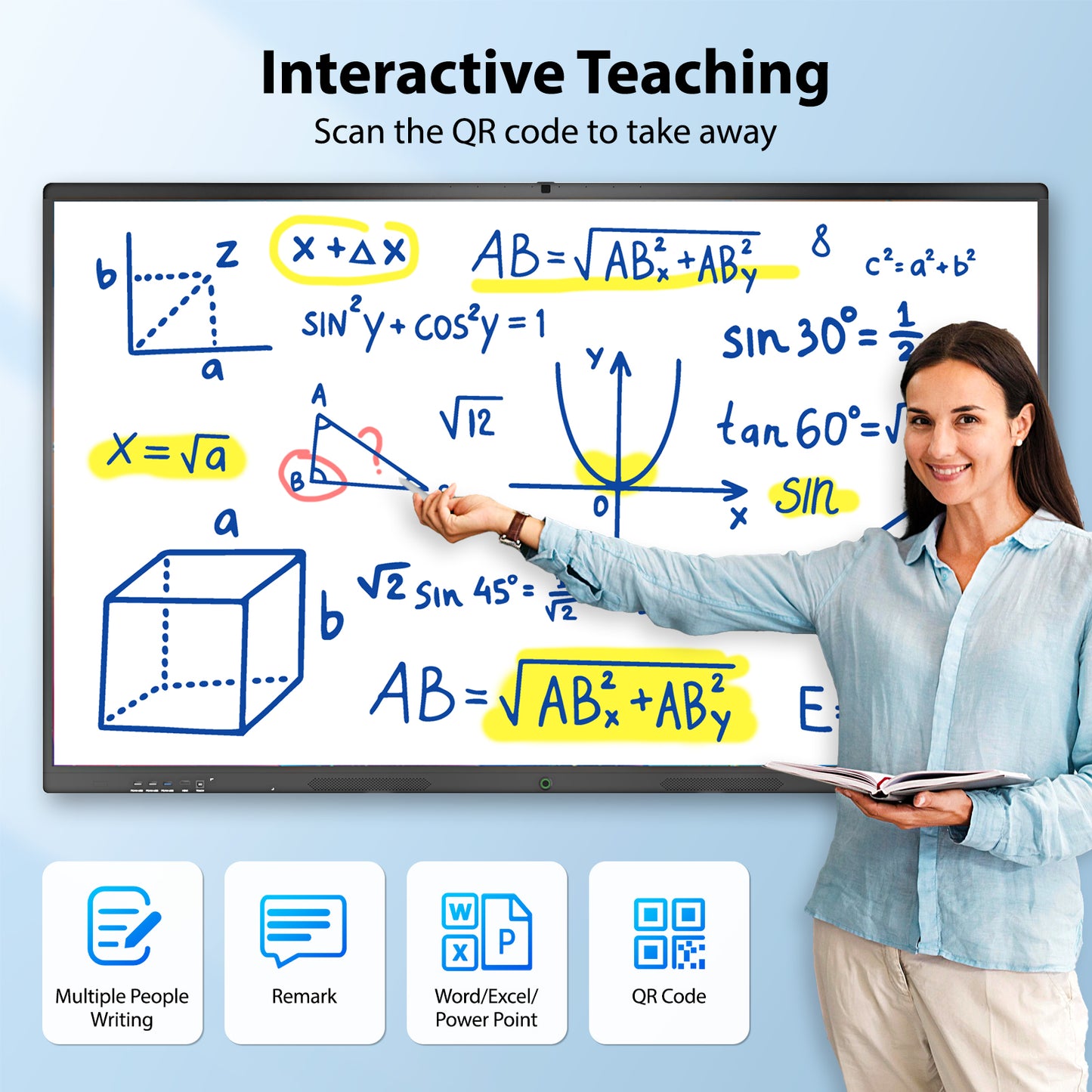 4K UHD All-in-one Smart Board for Classroom Home Office Studio (Wall Mount Included)