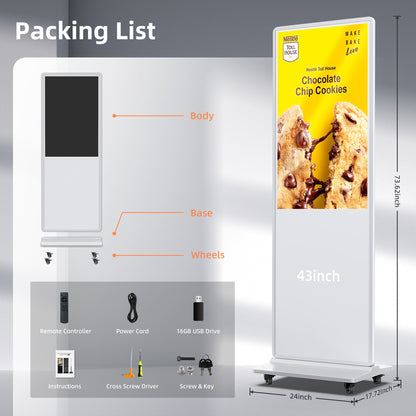 32 43 49 55 65" Indoor LCD digital signage (White)