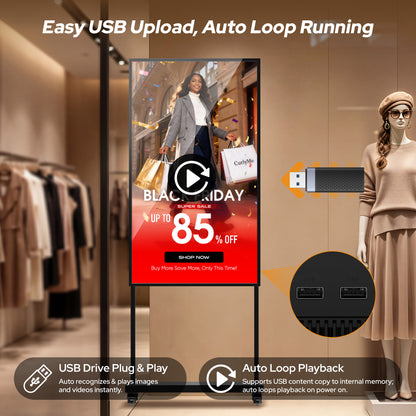 32 43 55  65" 3000 Nits High Brightness Indoor Street Window Digital Signage