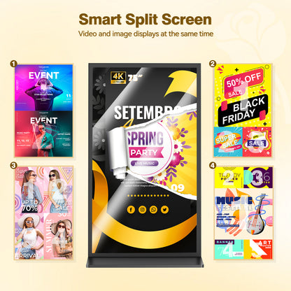 75 85" Full Screen Indoor LCD Floor Stand Digital Signage Display