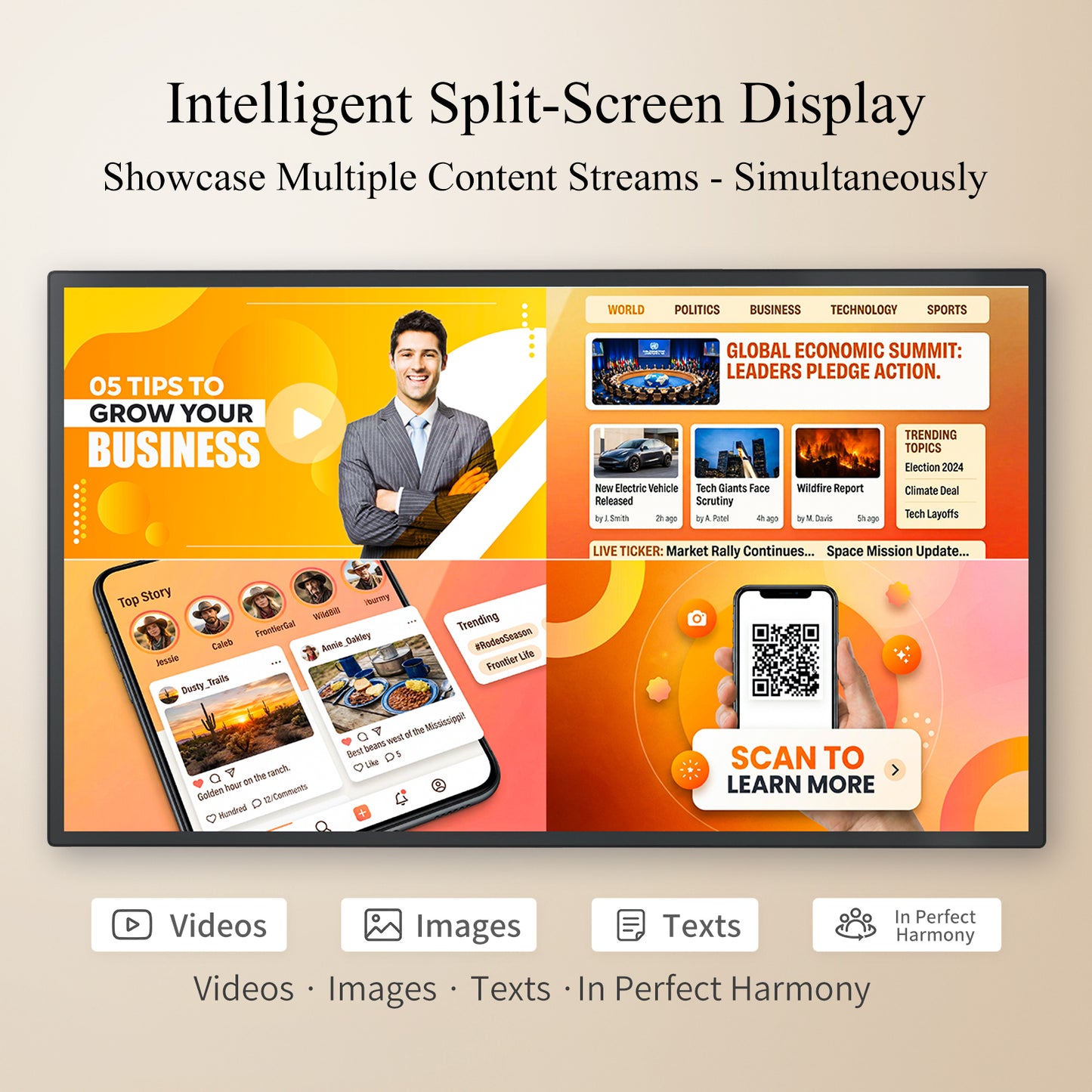 21.5 32 43" Touch Screen Digital Signage  (Wall Mount Included)