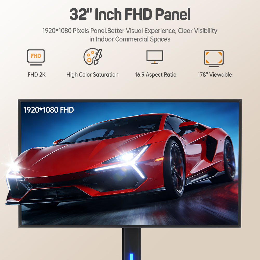 32" Rotating LCD Digital Signage Display (Touch & Non-touch)