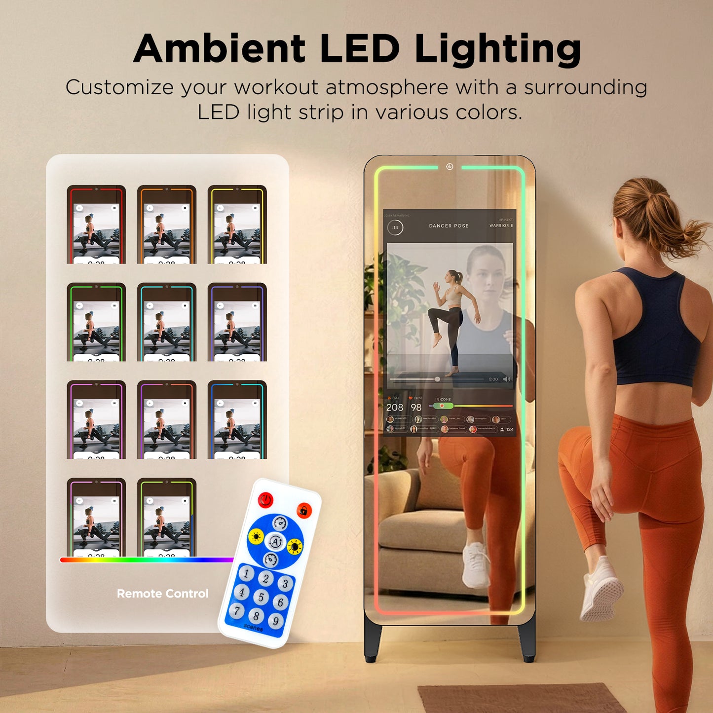 32" HD Smart Gym Mirror with Touchscreen