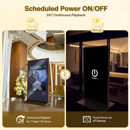 75 85" Full Screen Indoor LCD Floor Stand Digital Signage Display