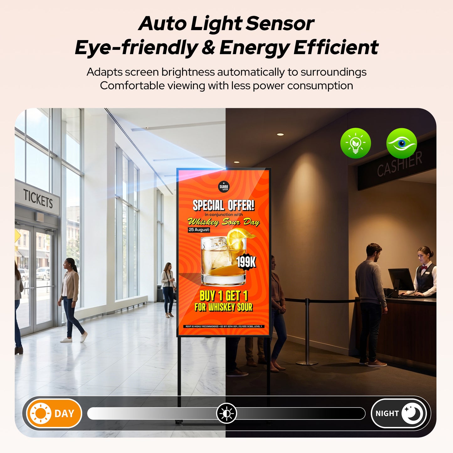 32 43 55  65" 3000 Nits High Brightness Indoor Street Window Digital Signage
