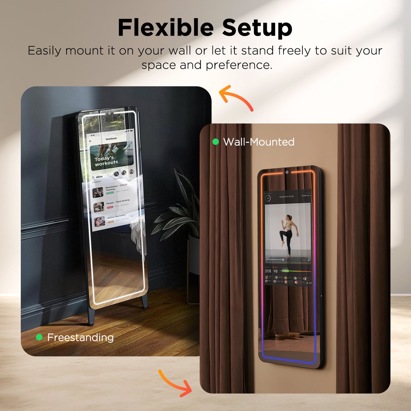 32" HD Smart Gym Mirror with Touchscreen