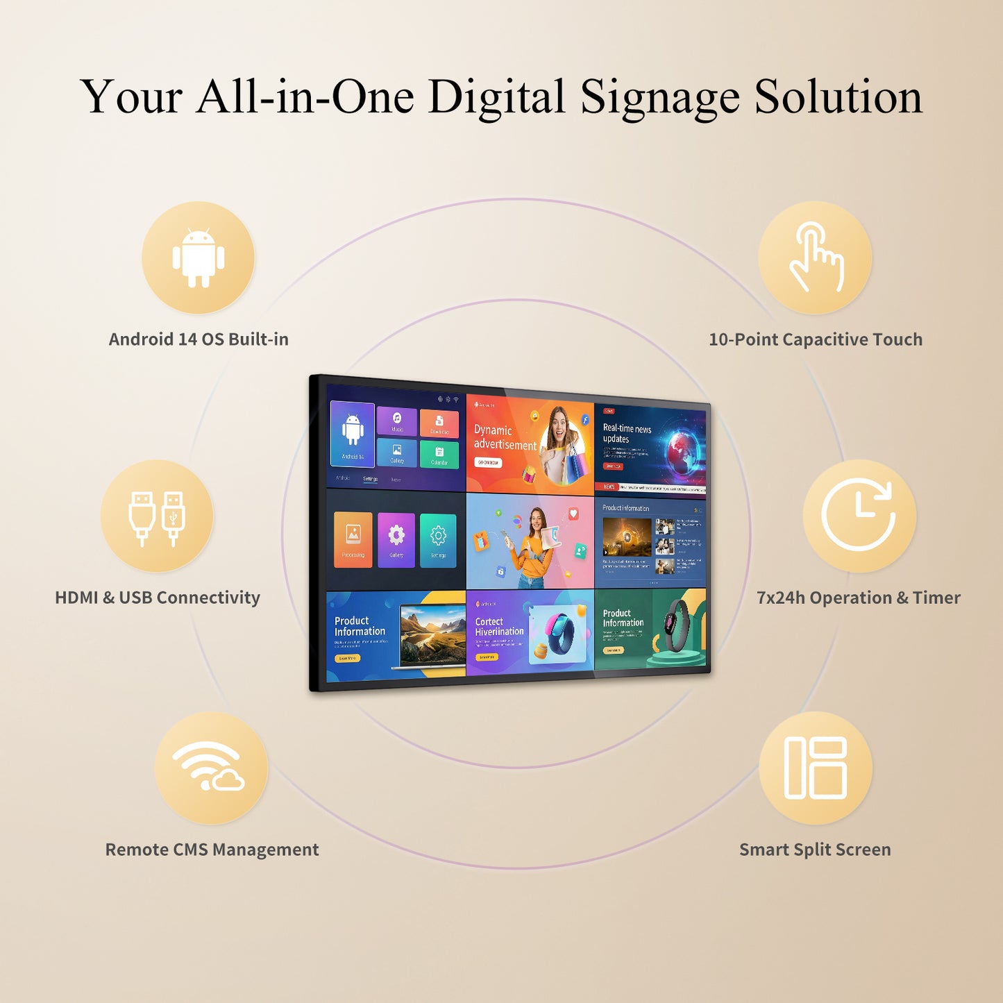 21.5 32 43" Touch Screen Digital Signage  (Wall Mount Included)
